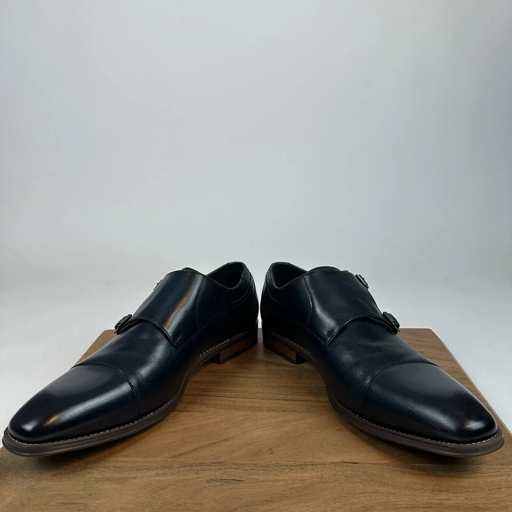Mens Stacy Adams Bayne Slip On Leather Black Shoes Dress Shoes‎ Size 11.5 D EUC